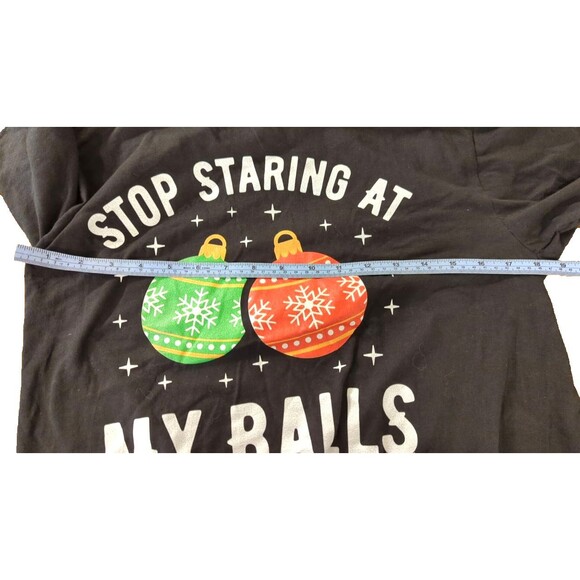 NWOT Funny Christmas Graphic T-Shirt – Size M – Black – Stop Staring At My Balls - Picture 4 of 6